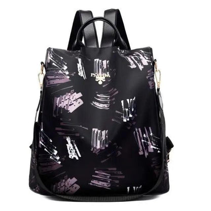 Backpack Stevvex waterproof women's abstract brush print black school bag on Tampa Home & Garden Store