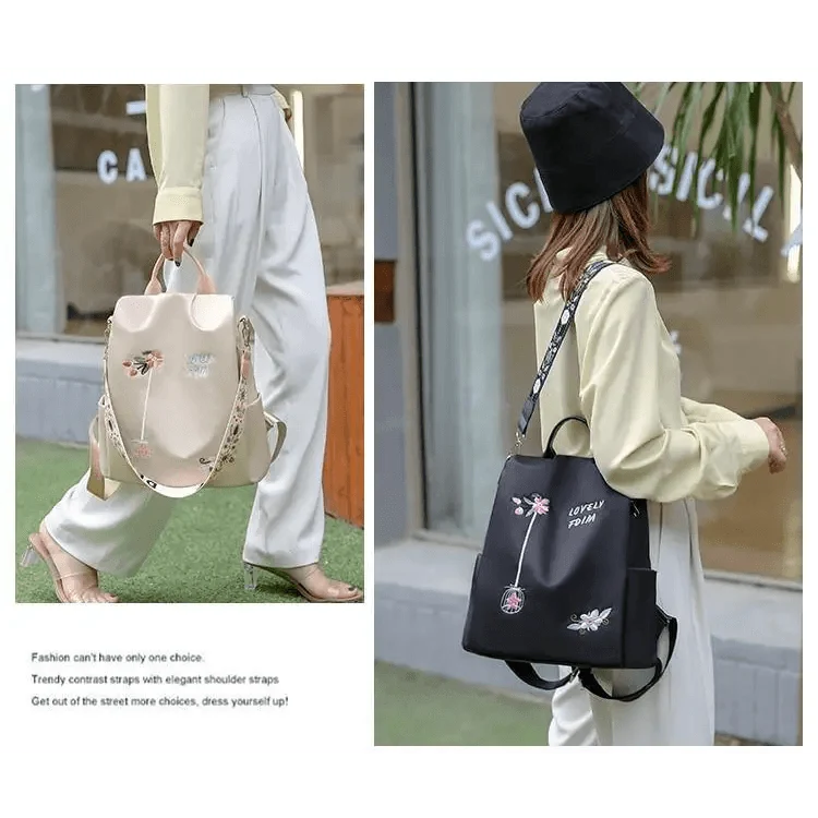 Modern Elegant Waterproof Women's Backpack Stevvex beige and black, 2 backpacks on Tampa Home & Garden Store