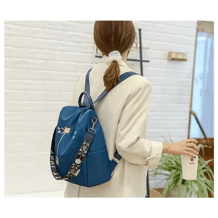 Backpack Stevvex blue waterproof with floral print anti-theft design, large capacity on Tampa Home & Garden Store