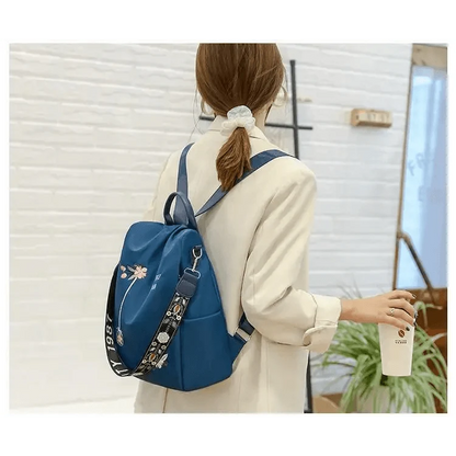 Backpack Stevvex blue waterproof with floral print anti-theft design, large capacity on Tampa Home & Garden Store