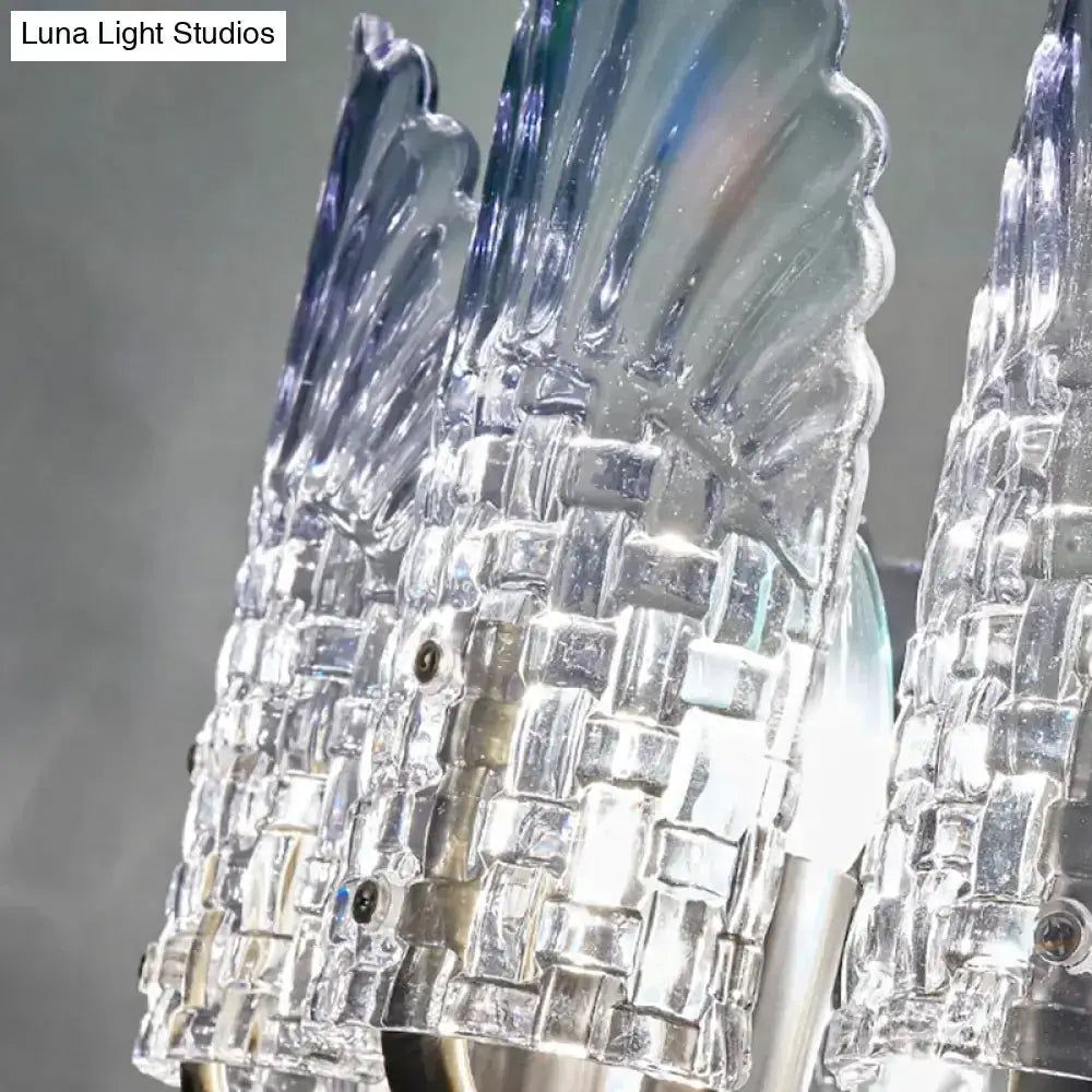 Pair of modern clear crystal wall lamps with glass facets 110–120V Decorbites on Tampa Home & Garden Store