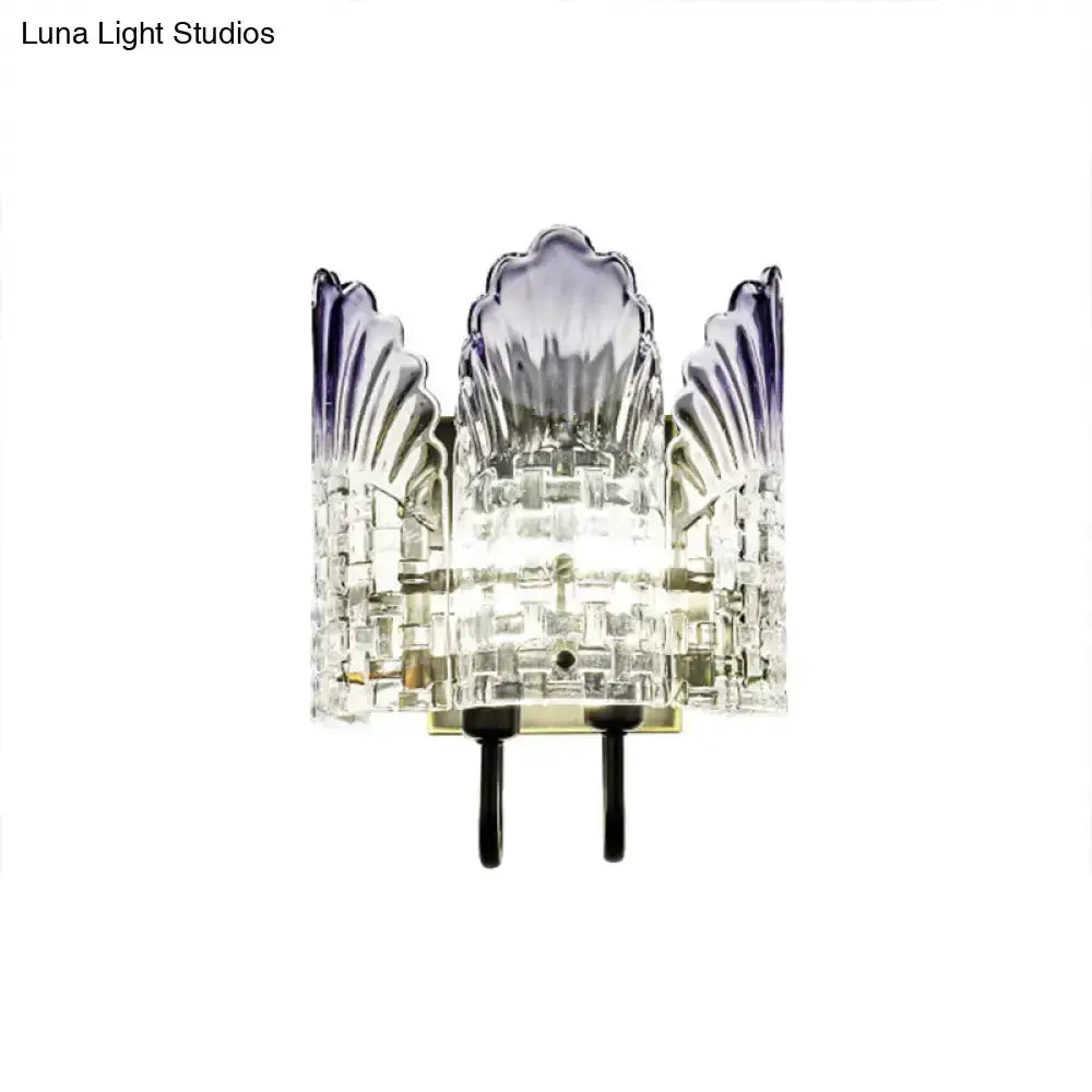Decorbites modern clear crystal wall lamp with fan-shaped edges for living room 110V-120V on Tampa Home & Garden Store