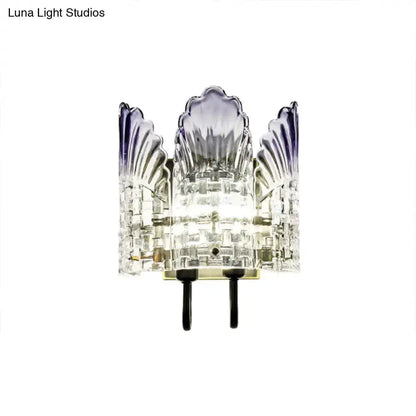 Decorbites modern clear crystal wall lamp with fan-shaped edges for living room 110V-120V on Tampa Home & Garden Store