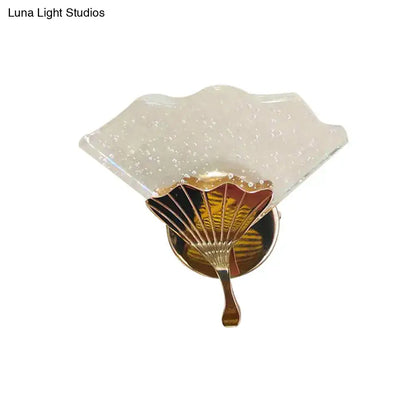 Gold bubble crystal minimalist sconce by Decorbites, wall light with scalloped glass shade on Tampa Home & Garden Store