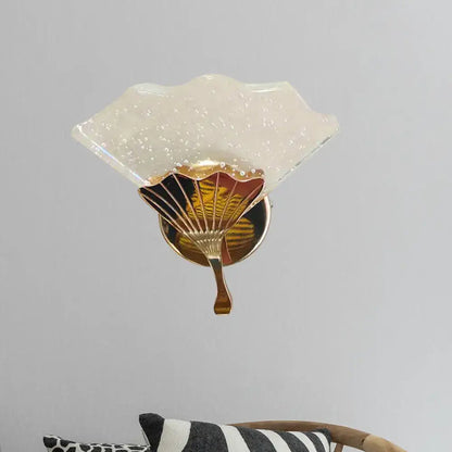 Gold Bubble Crystal Minimalist Sconce by Decorbites; white bubbled shade, gold-finish metal base on Tampa Home & Garden Store