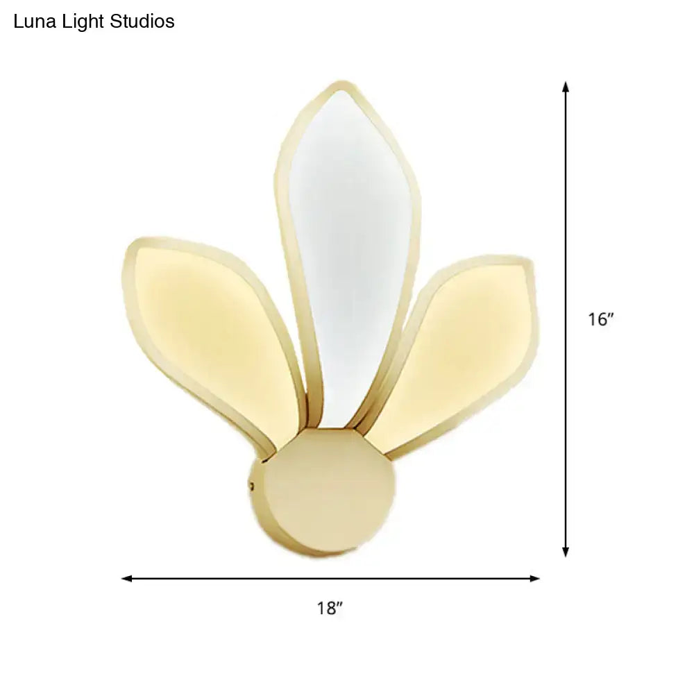 White acrylic petal wall sconce with gold-tone base and pale petals, 18in wide, Decorbites on Tampa Home & Garden Store