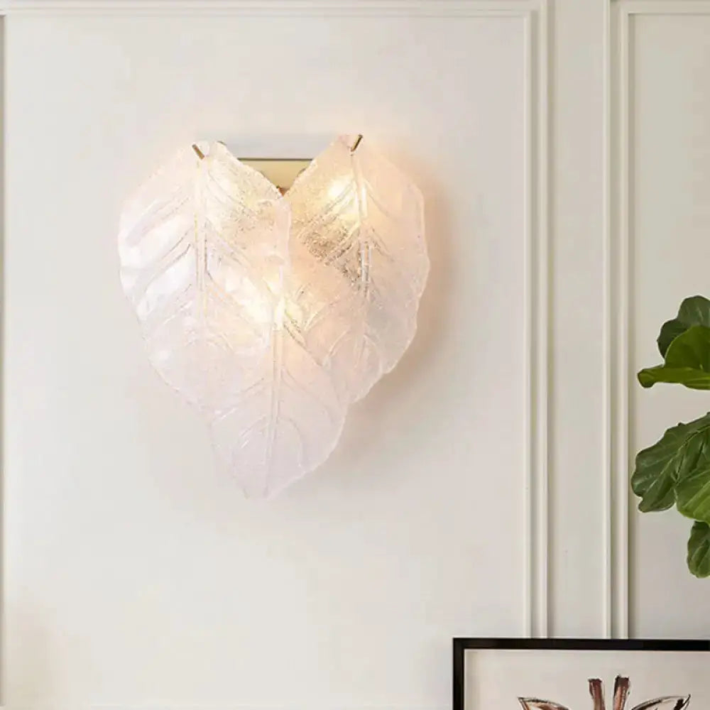 Modern frosted white glass leaf wall sconce light by Decorbites for hallway on Tampa Home & Garden Store