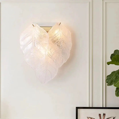 Modern frosted white glass leaf wall sconce light by Decorbites for hallway on Tampa Home & Garden Store