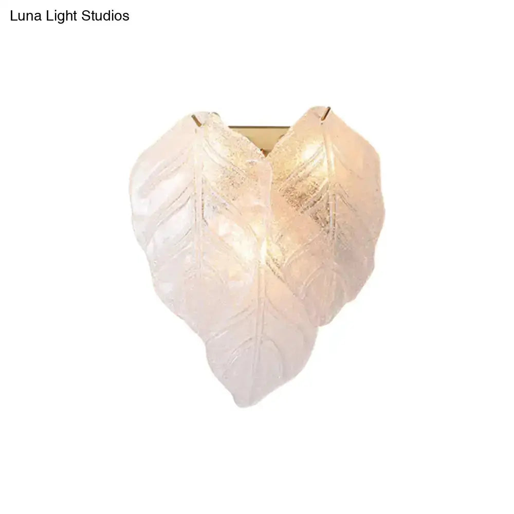 Modern frosted white glass leaf wall sconce hallway fixture by Decorbites, home lighting on Tampa Home & Garden Store