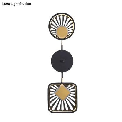 Decorbites Gold Black Industrial LED Sconce with round top and square bottom panel gold diamond on Tampa Home & Garden Store