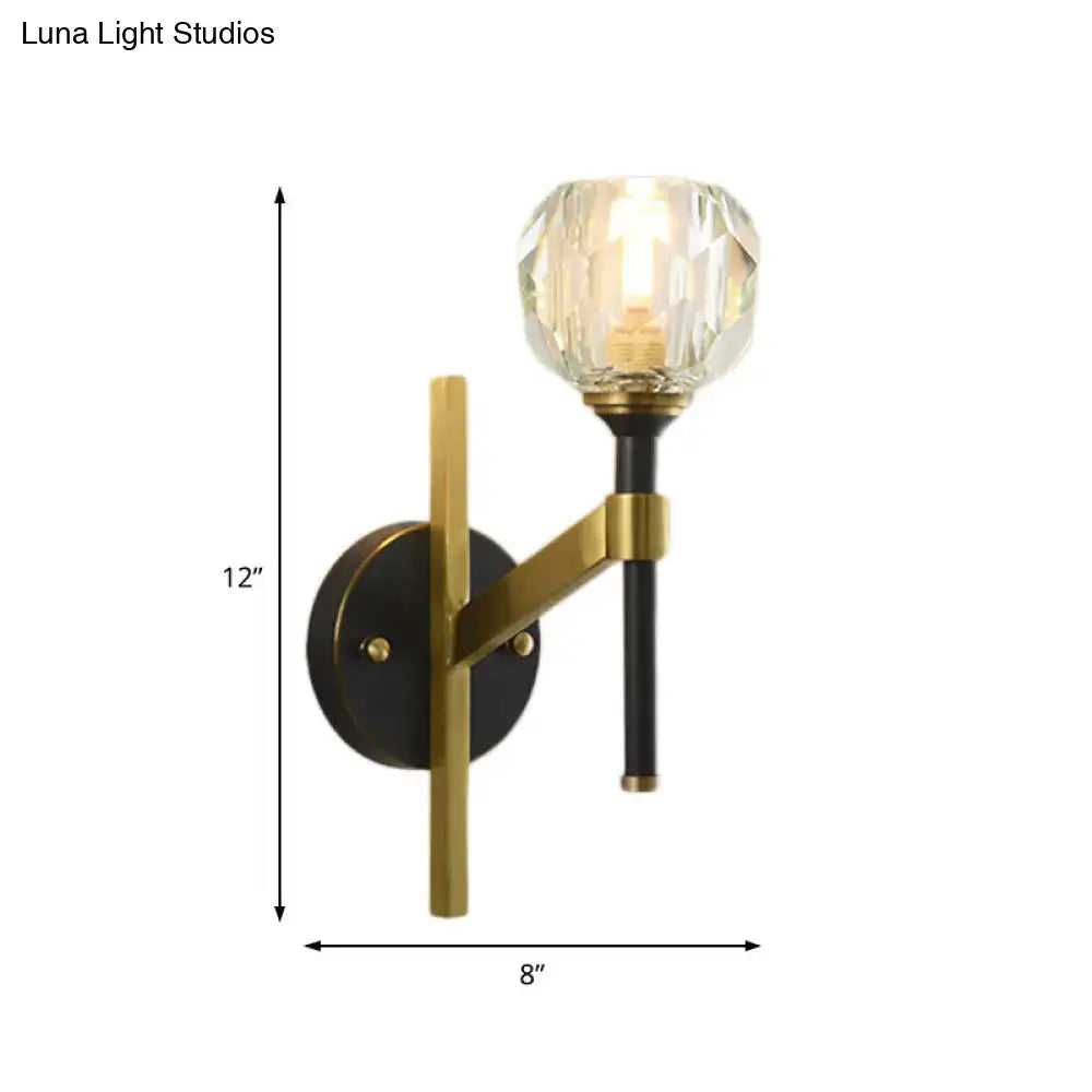 Wall sconce Decorbites black gold flush mount with crystal globe on Tampa Home & Garden Store