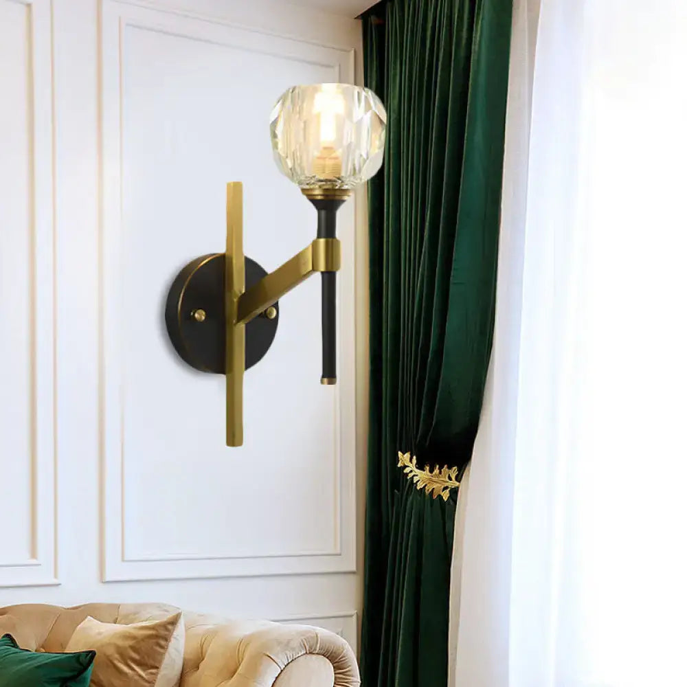 Decorbites black gold wall sconce flush mount with crystal globe on Tampa Home & Garden Store