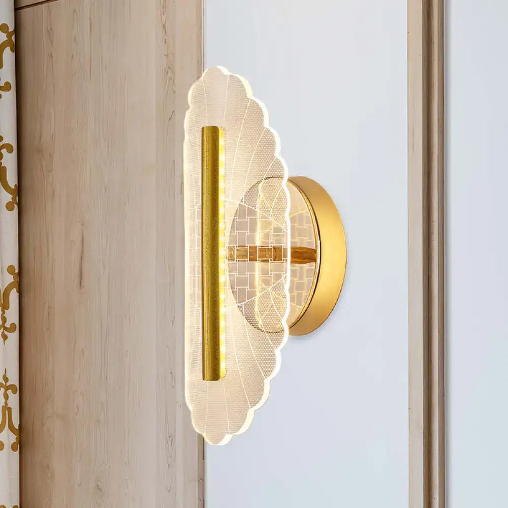 Gold Geometric Acrylic Wall Sconce with scalloped shade mosaic center Decorbites on Tampa Home & Garden Store
