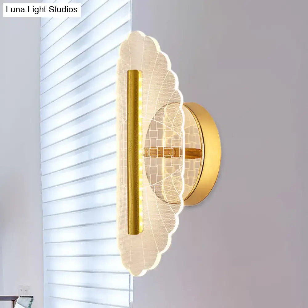 Gold Geometric Acrylic Wall Sconce by Decorbites with scalloped acrylic petals on Tampa Home & Garden Store