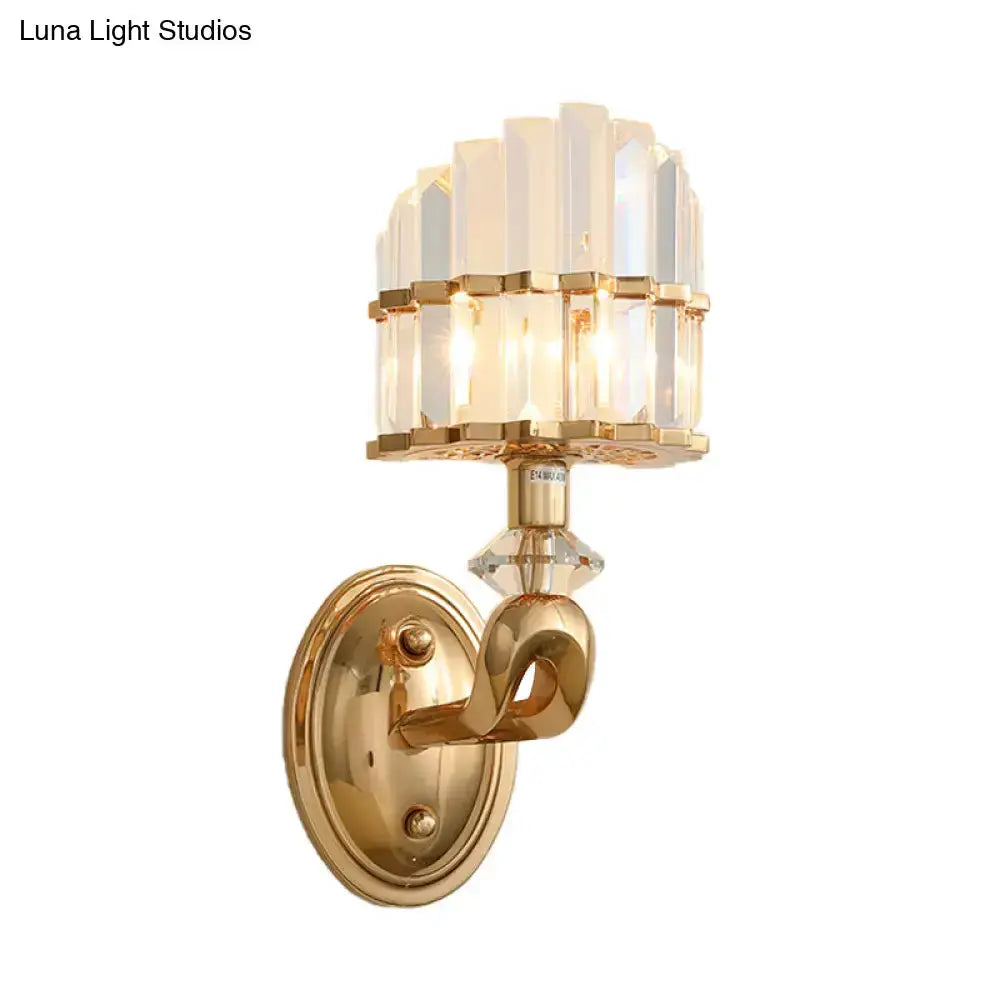 Decorbites modern geometric gold wall lamp with crystal prism shade sconce on Tampa Home & Garden Store