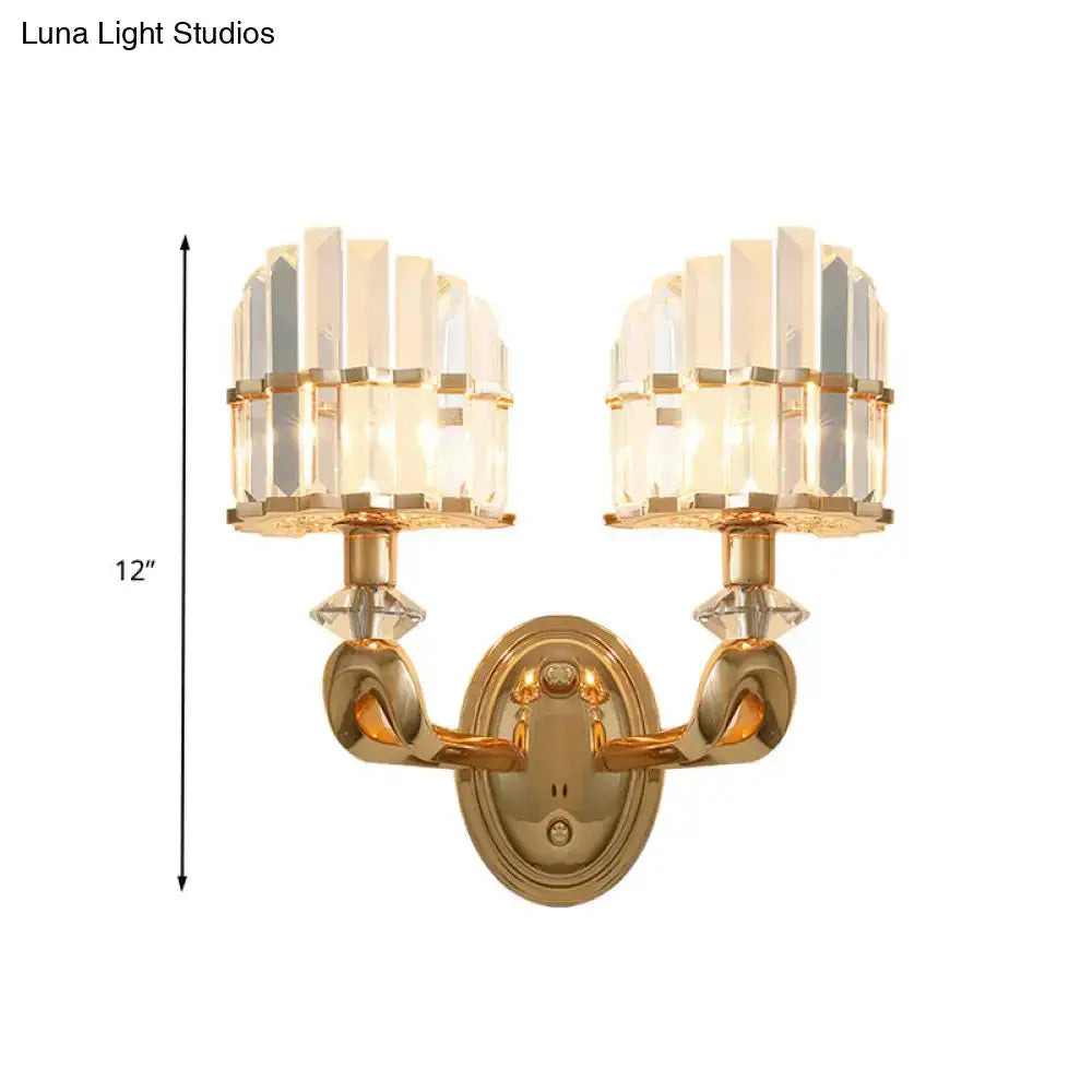 Modern geometric gold wall lamp crystal living room sconce by Decorbites, dual lights on Tampa Home & Garden Store