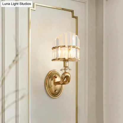 Modern geometric gold wall lamp crystal living room sconce by Decorbites with brass mount on Tampa Home & Garden Store
