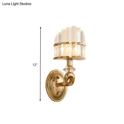 Modern geometric gold crystal wall sconce Decorbites with crystal accents 12in height on Tampa Home & Garden Store