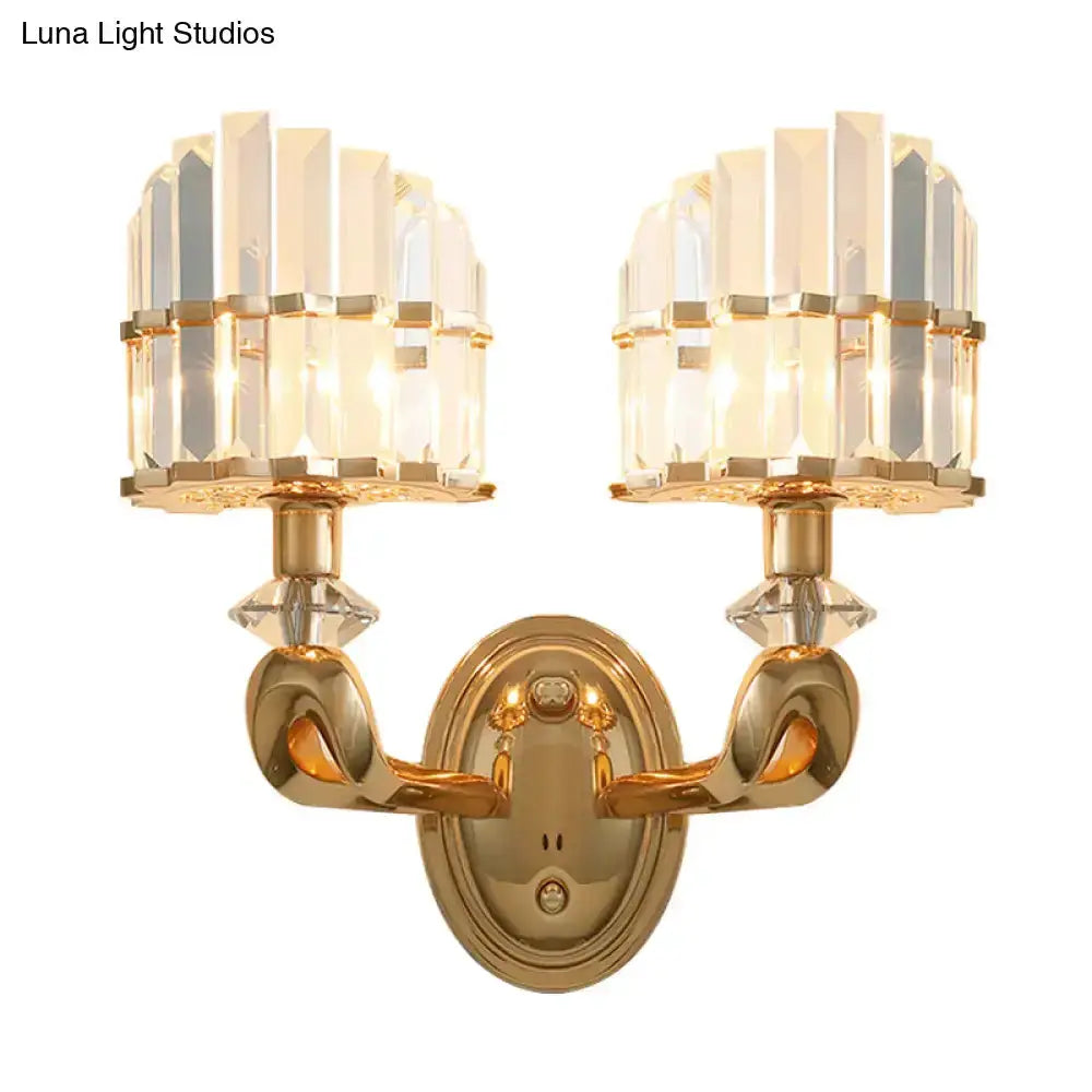 Modern geometric gold wall lamp sconce pair with crystal prisms Decorbites Home & Garden on Tampa Home & Garden Store