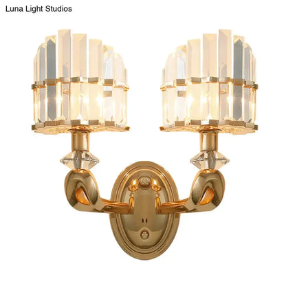 Modern geometric gold wall lamp sconce pair with crystal prisms Decorbites Home & Garden on Tampa Home & Garden Store