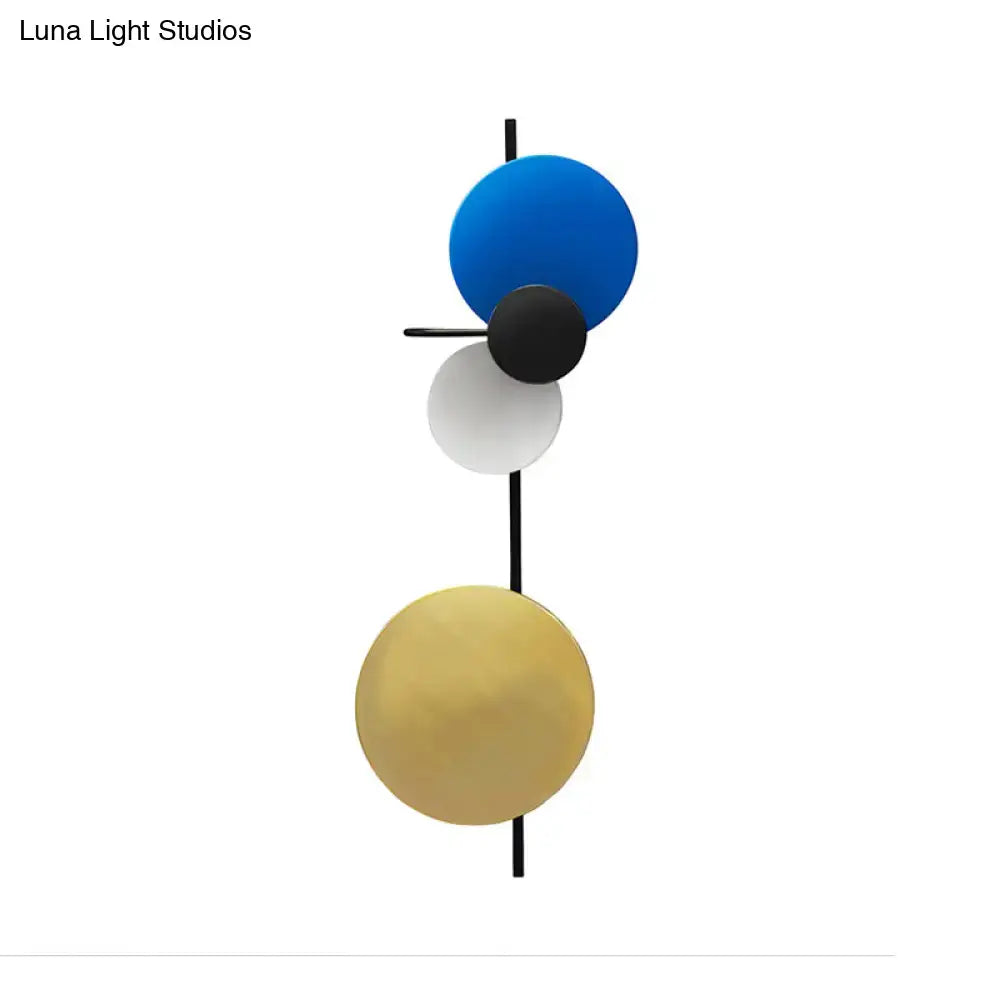Decorbites Luna Wall Sconce with stacked blue white black yellow discs adjustable design on Tampa Home & Garden Store