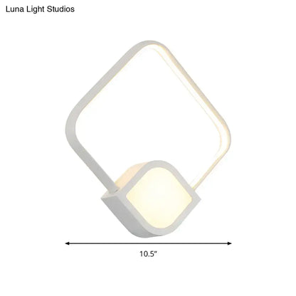 White Acrylic Square LED Wall Sconce by Decorbites with rounded diamond frame and base on Tampa Home & Garden Store