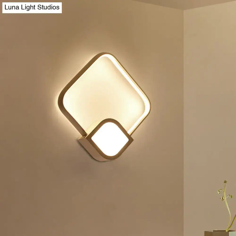 White acrylic square LED wall sconce by Decorbites featuring overlapping geometric squares on Tampa Home & Garden Store