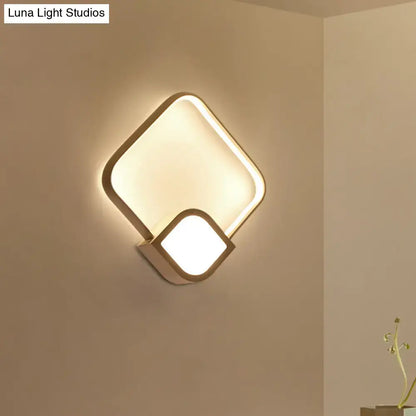 White acrylic square LED wall sconce by Decorbites featuring overlapping geometric squares on Tampa Home & Garden Store