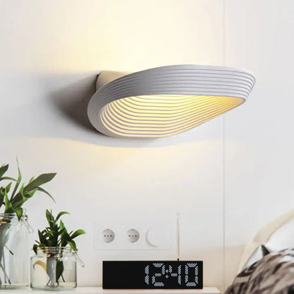 White wall light with ribbed oval shade, wall-mounted decor on Tampa Home & Garden Store