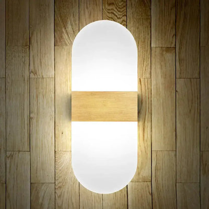 Geometric Wood and Acrylic Wall Sconce Lamp