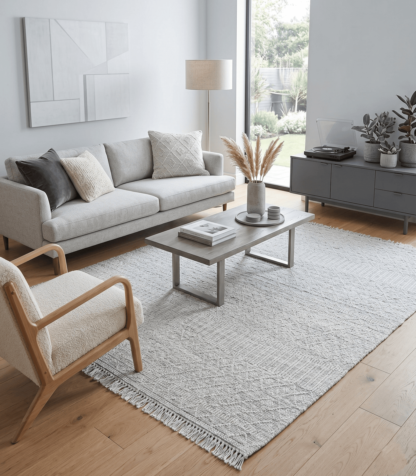 Tapis Dhurrie tissé à plat en laine blanche épaisse et douce, idéal pour le salon et la chambre d'enfant | CAL1