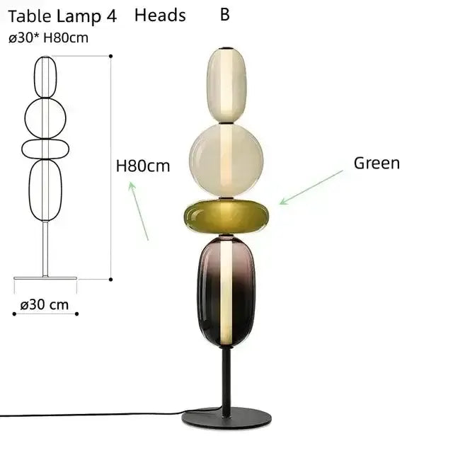 Glass Floor Lamp Set of 3 for Living Room Led