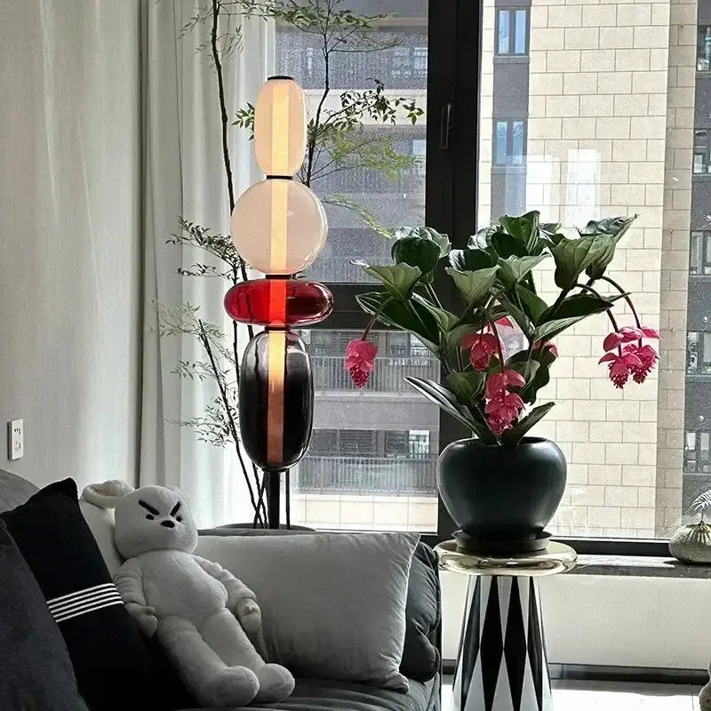 Glass Floor Lamp Set of 3 for Living Room Led