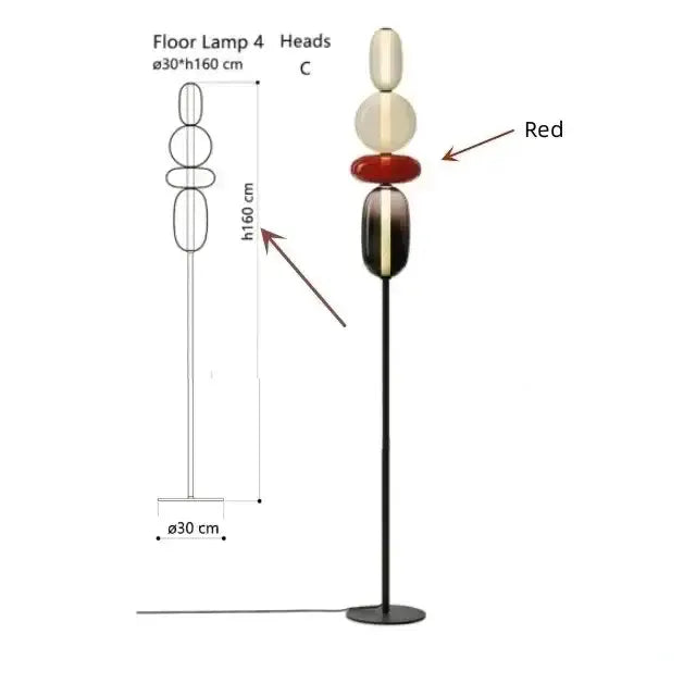 Glass Floor Lamp Set of 3 for Living Room Led