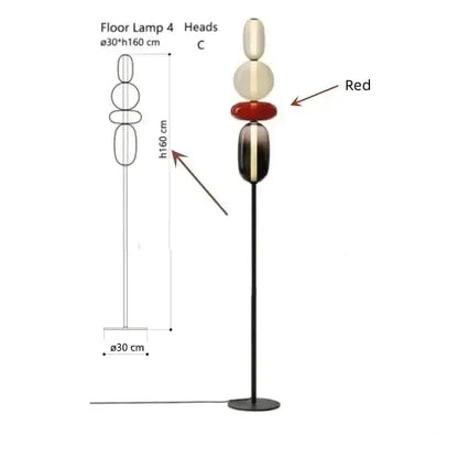 Glass Floor Lamp Set of 3 for Living Room Led