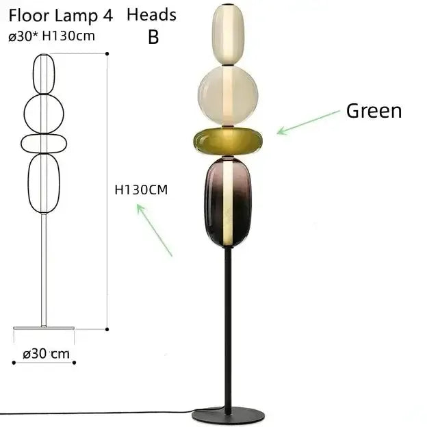 Glass Floor Lamp Set of 3 for Living Room Led