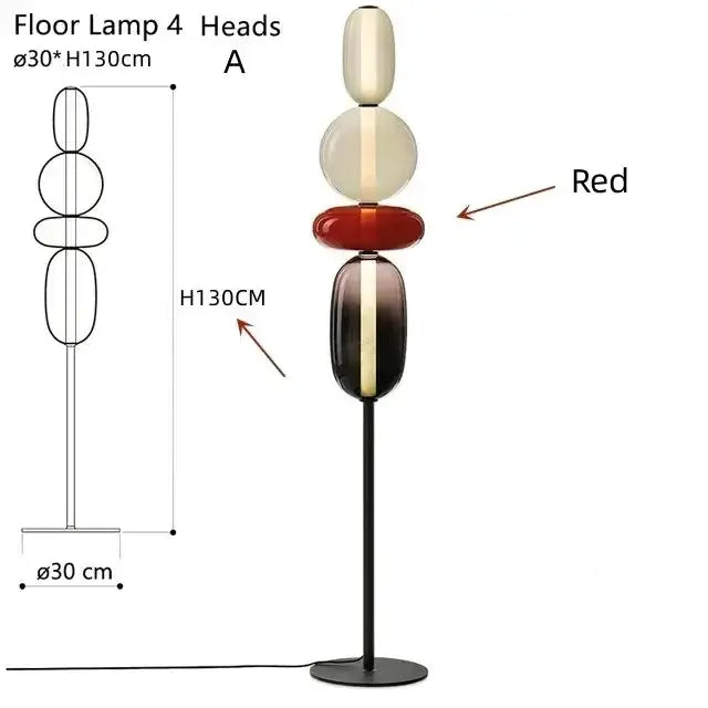 Glass Floor Lamp Set of 3 for Living Room Led