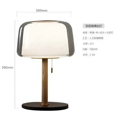 Modern Glass Floor Lamp with Wood Pole for Home