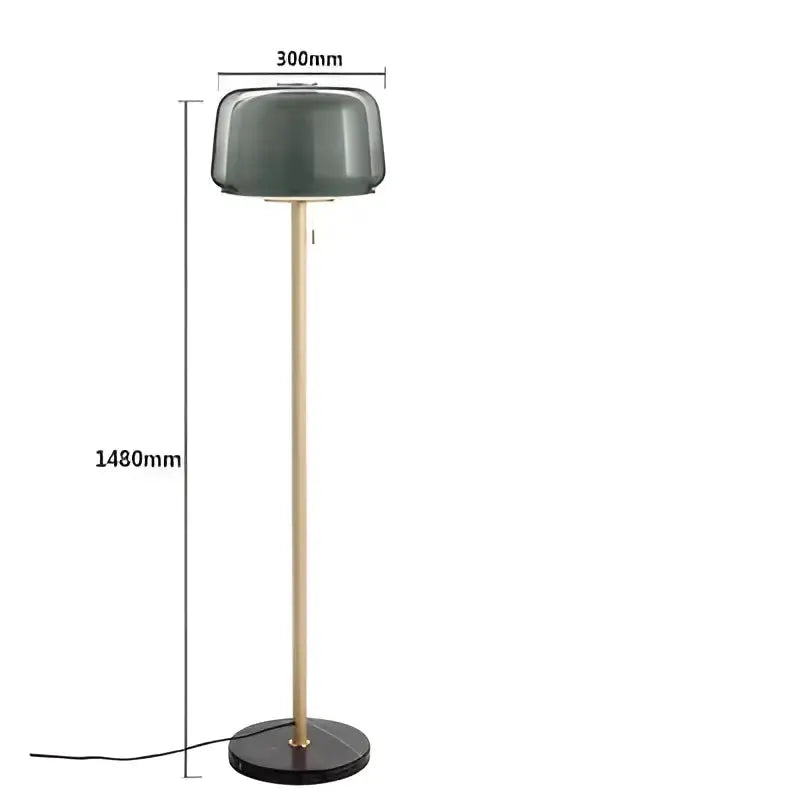 Modern Glass Floor Lamp with Wood Pole for Home