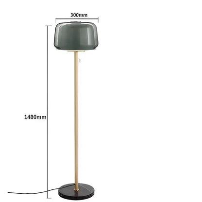 Modern Glass Floor Lamp with Wood Pole for Home