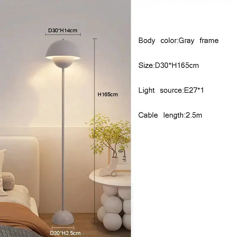 Modern Red LED E27 Floor Lamp With Dome Light