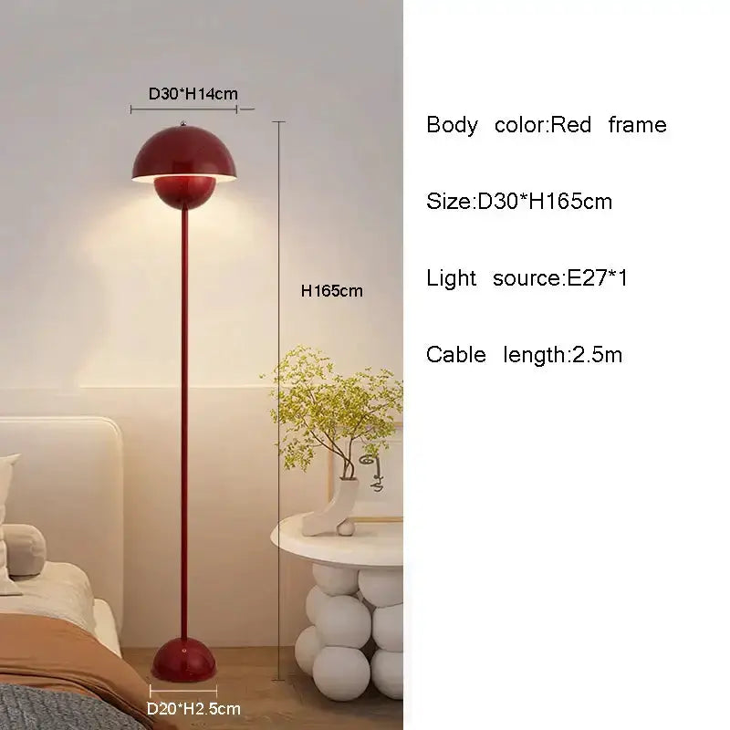 Modern Red LED E27 Floor Lamp With Dome Light