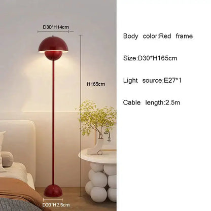 Modern Red LED E27 Floor Lamp With Dome Light