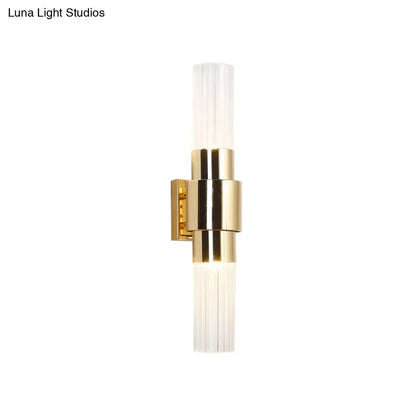 Gold Glass Ribbed Bathroom Sconce by Decorbites, brass finish, wall-mounted on Tampa Home & Garden Store