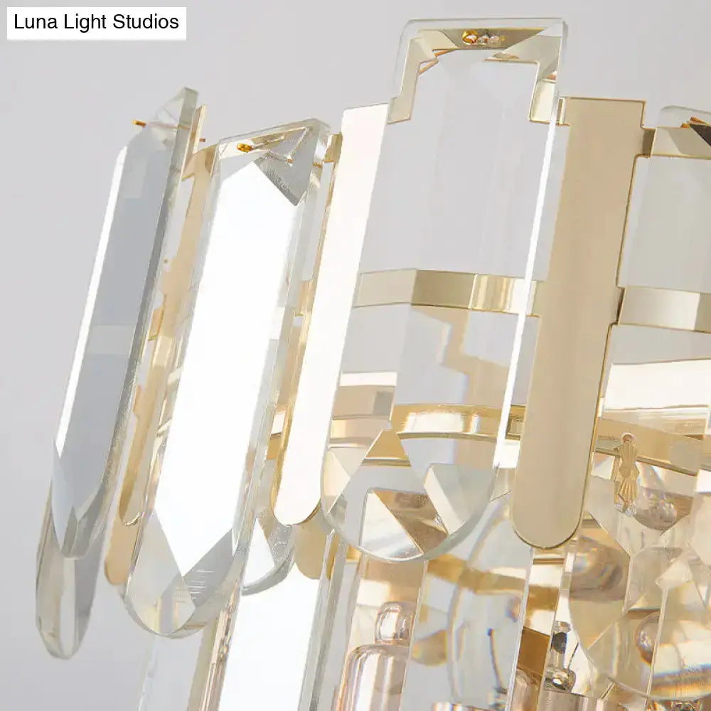 Modern gold 3-headed crystal wall sconce with prisms, 15 inch fixture by Decorbites on Tampa Home & Garden Store