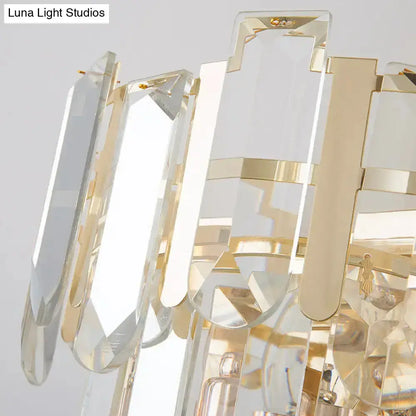 Modern gold 3-headed crystal wall sconce with prisms, 15 inch fixture by Decorbites on Tampa Home & Garden Store