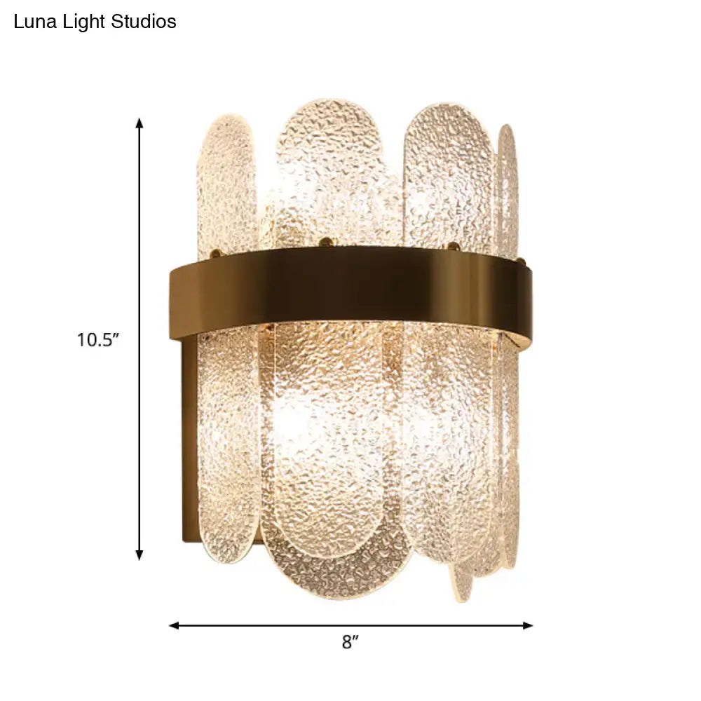 Gold hammered glass four-head wall sconce by Decorbites in brass finish on Tampa Home & Garden Store
