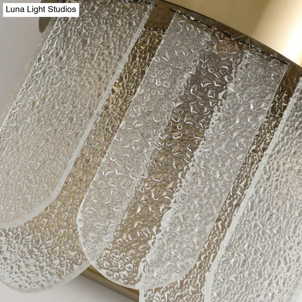 Gold hammered glass four-head wall sconce by Decorbites with curved panels on Tampa Home & Garden Store