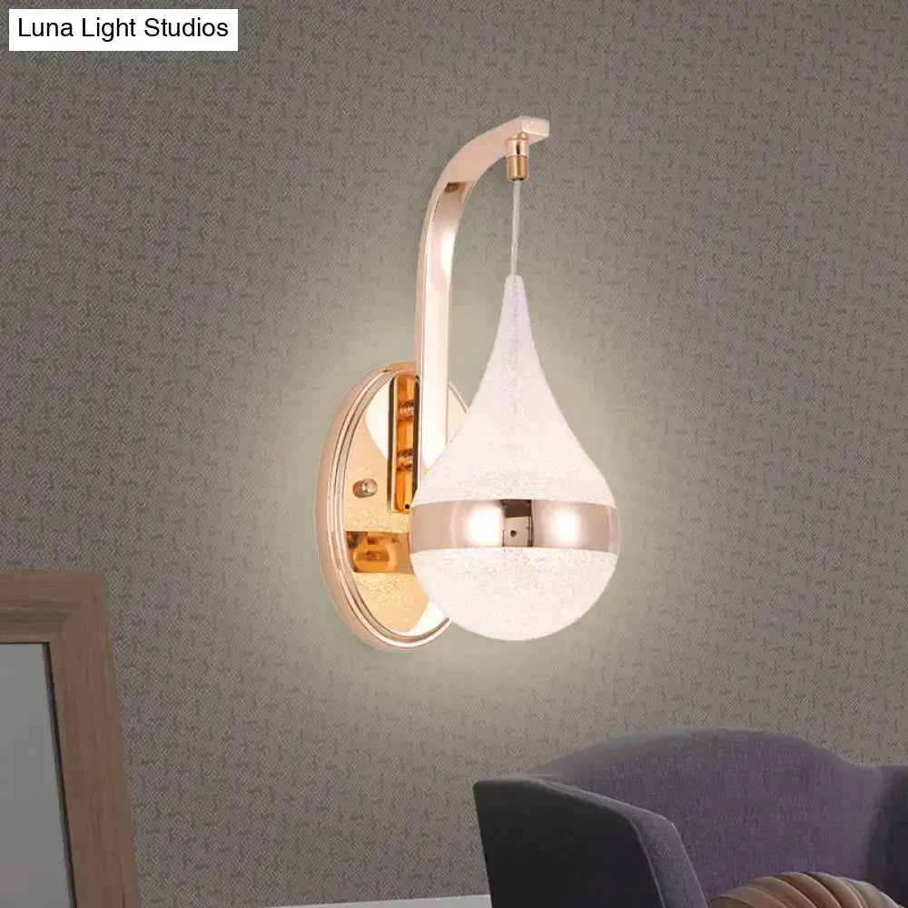 Modern gold acrylic waterdrop wall light fixture bedroom sconce with curved arm on Tampa Home & Garden Store