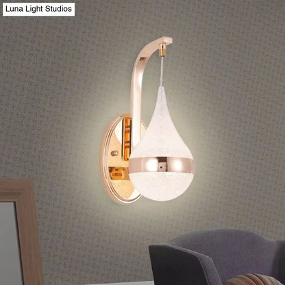 Modern gold acrylic waterdrop wall light fixture bedroom sconce with curved arm on Tampa Home & Garden Store